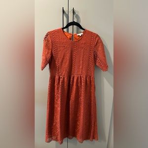 Tea n Rose midi length terracotta lace dress, size Medium